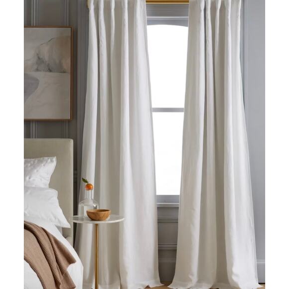 Quince European Linen Room Darkening Curtain 48X96 White #1 - Picture 1 of 4